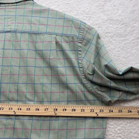 Southern Tide Button Up Shirt Mens Large L Houndstooth Green Pink Preppy Dad - Picture 9 of 14